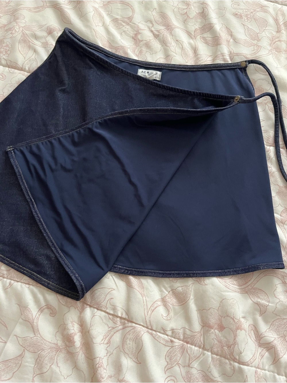 Aerie Navy Wrap Skirt with Side Tie xs